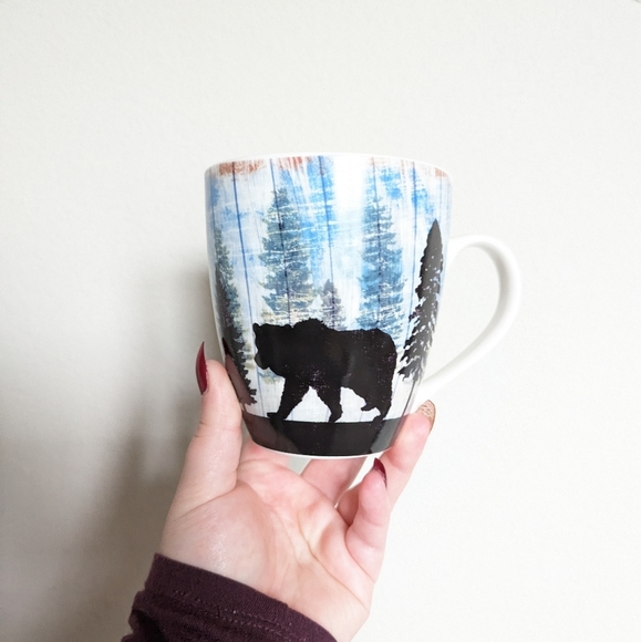 Other - Blue and black rustic farmhouse bear and forest coffee mug